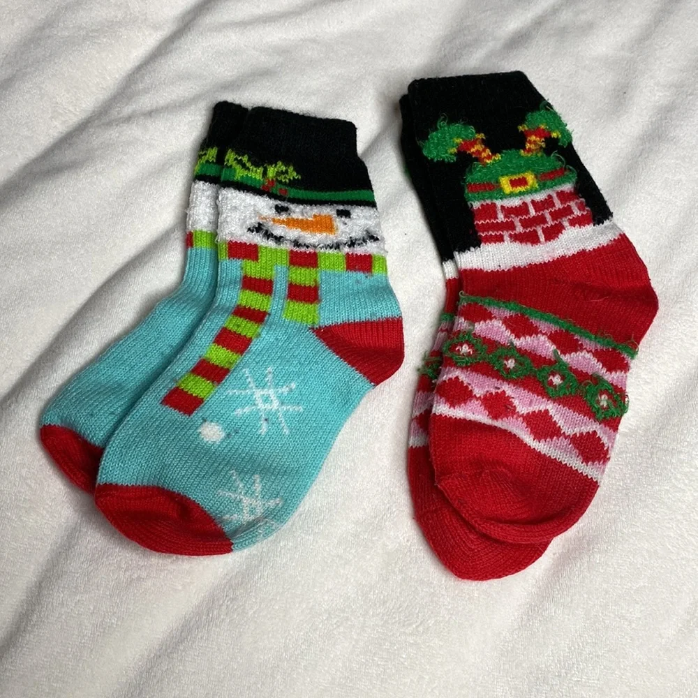 TWO PAIRS Novelty Socks Snowman Winter Socks